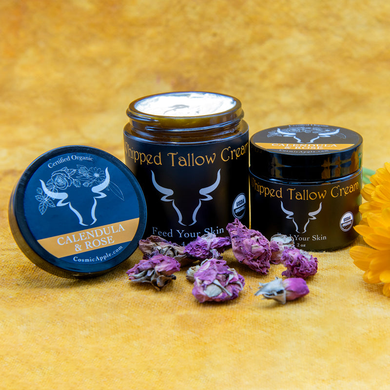 Certified 100% Organic Tallow Balm with Calendula & Rose – Deep Hydration for Mature Skin