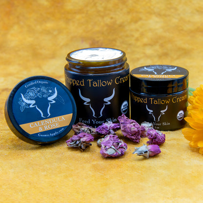 Certified 100% Organic Tallow Balm with Calendula & Rose – Deep Hydration for Mature Skin